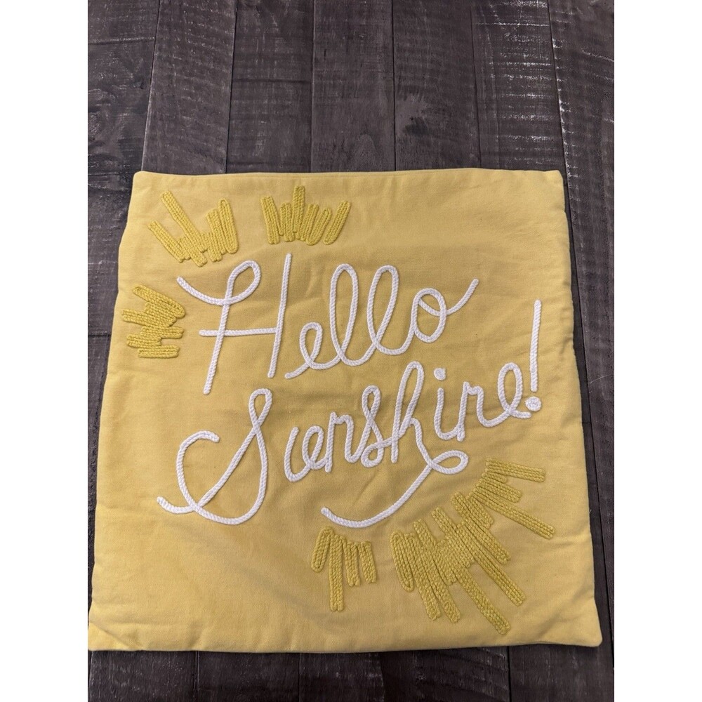 Rifle Paper Co. Pillow Cover. Hello Sunshine, Yellow, 18x18, Embroidery